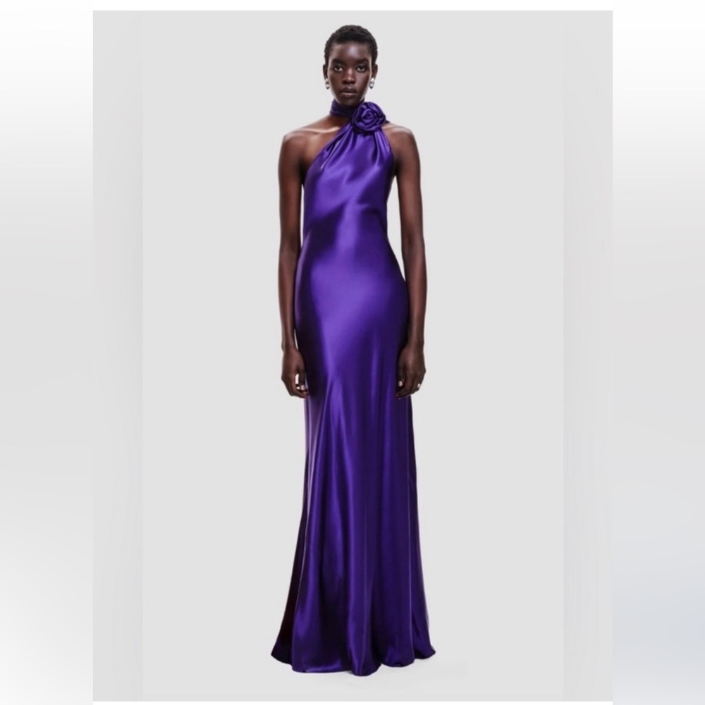 Purple Satin Maxi Dress